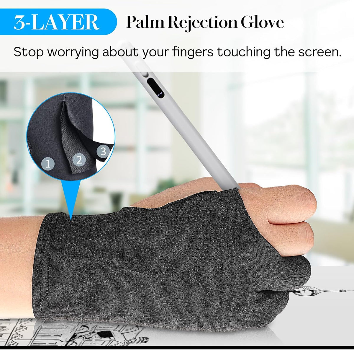 Artist Drawing Glove Digital Art Glove for Sketching Drawing Gloves for Tablet Paper Coloring Stylus Pen