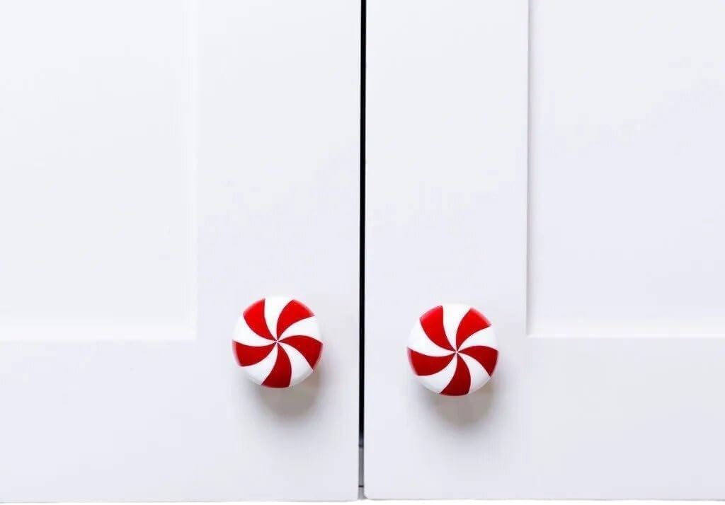 JOASIS 20 Pack Christmas Silicone red White Candy Cabinet knob Covers for a Variety of Kitchen, Living Room, and Bedroom Cabinet knobs