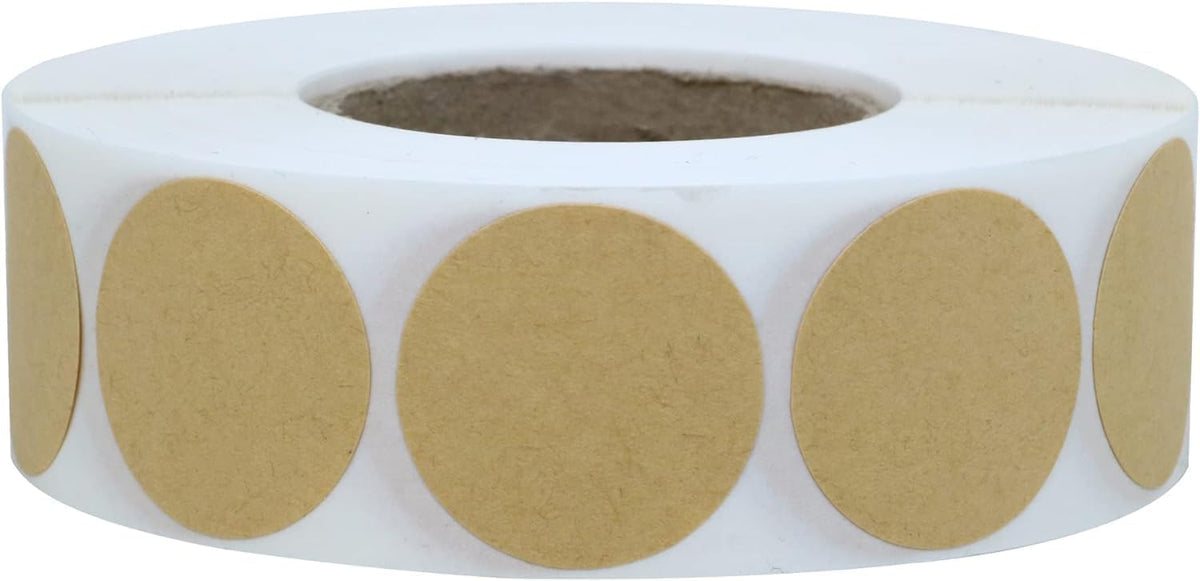 1000PCS Kraft Circle Stickers, 1 Inch Round Blank Garage Sale Price Stickers, Kraft Coding Tag Labels, Brown Natural Envelope Seals for Home, Classroom, Jam, Canning Jar Labels