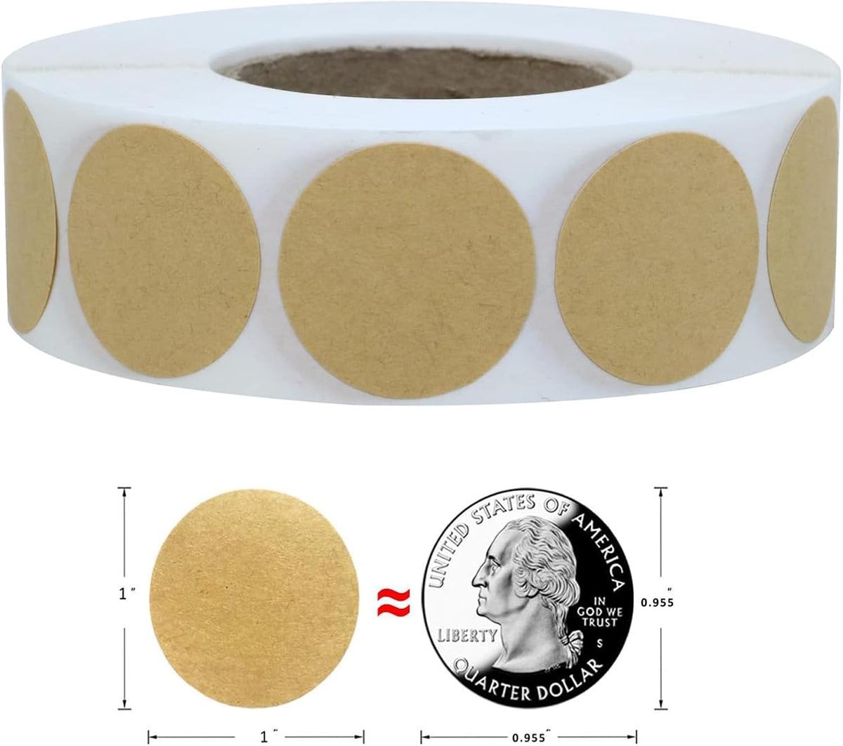 1000PCS Kraft Circle Stickers, 1 Inch Round Blank Garage Sale Price Stickers, Kraft Coding Tag Labels, Brown Natural Envelope Seals for Home, Classroom, Jam, Canning Jar Labels