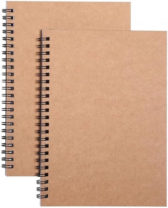 2 Pcs blank Spiral Notebooks, blank page notebook Wirebound Notepads 100 Pages (50 Sheets), 8.25" x 5.7"