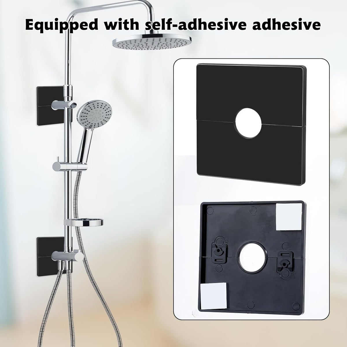 2 Pcs Plumbing Cover Plates, Square Shower Arm Flange Escutcheon Plate Wall Split Pipe Flange Cover Plate for Fixed Shower Head Faucet Standard 1/2 Inch Pipes (Black)