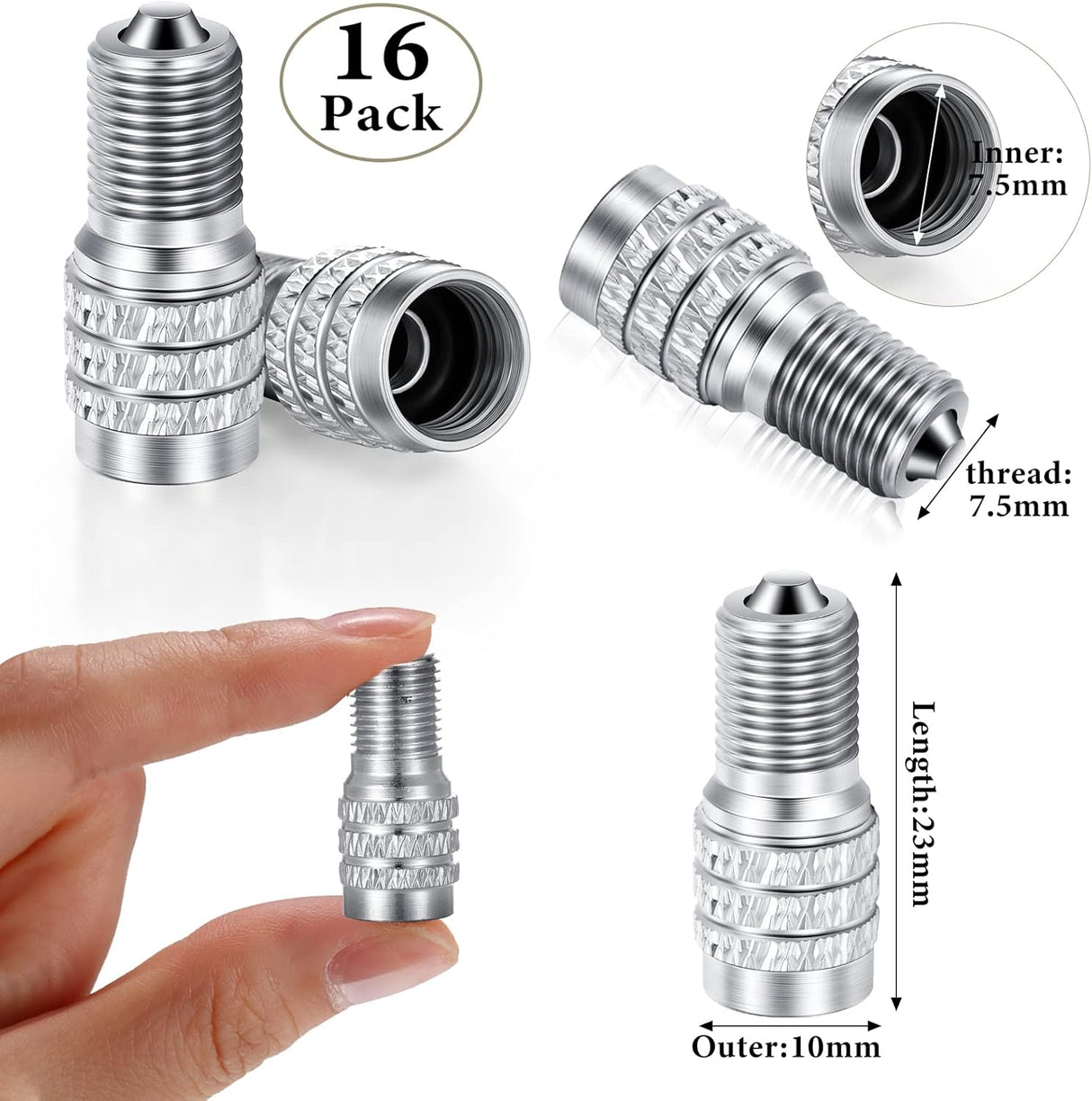 16 Pack Double Valve Stem Cap Inflate Tire Valve Caps Flow Through Tires Cap for High Pressure Truck Car RV Semi Bus Tires