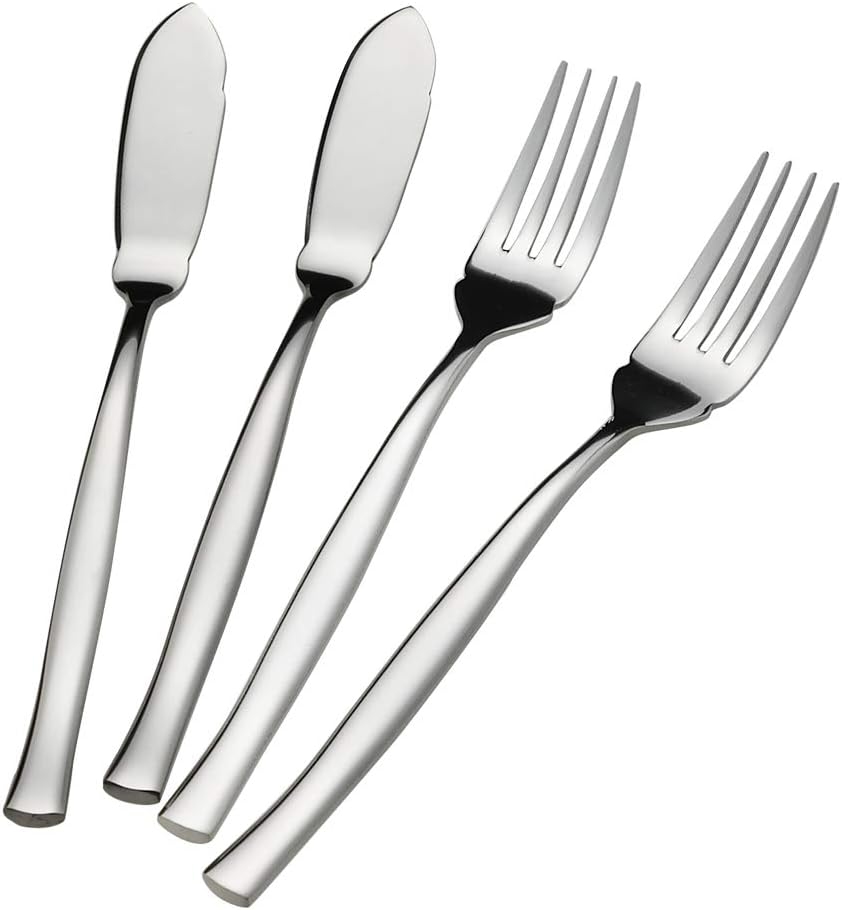 8-Piece Stainless Steel Fish Forks and Knives, Serving Set