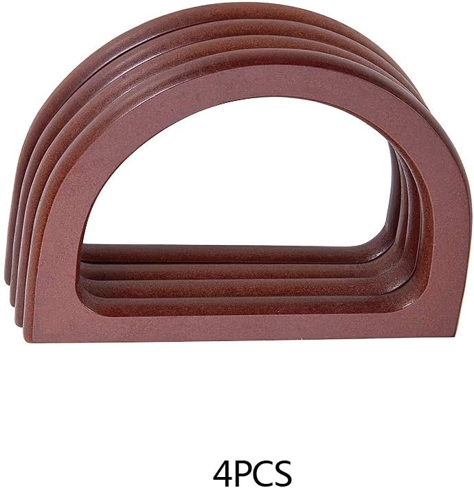 4pcs Wooden Bag Handle Replacement D Shape Purse Handles Handbag Purse Handle Purse Making Supplies for Handmade Beach Bag Crochet Handbags Straw Bag Purse Handles 3.3x4.7inch