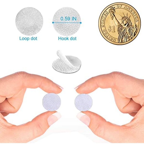 Velcro 10mm Round Self Adhesive 1000pcs White Nylon Silent Hook and Loop Fasteners for Kids Early Education