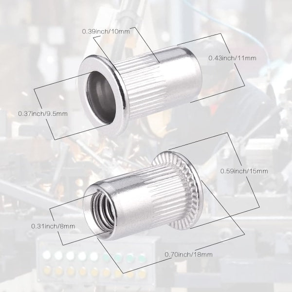 60pcs 304 Stainless Steel Rivet Nut M8 Flat Head Blind Nut Threaded Rivet Nut Rivet Nut for Threaded Insert Plys