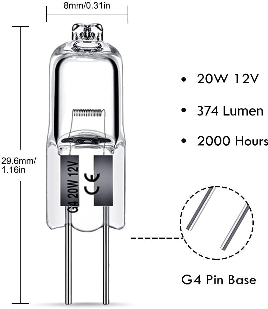 G4 halogen lamps 10W 12V - Warm white - 12 pcs 10W 12pcs 10W 12pcs