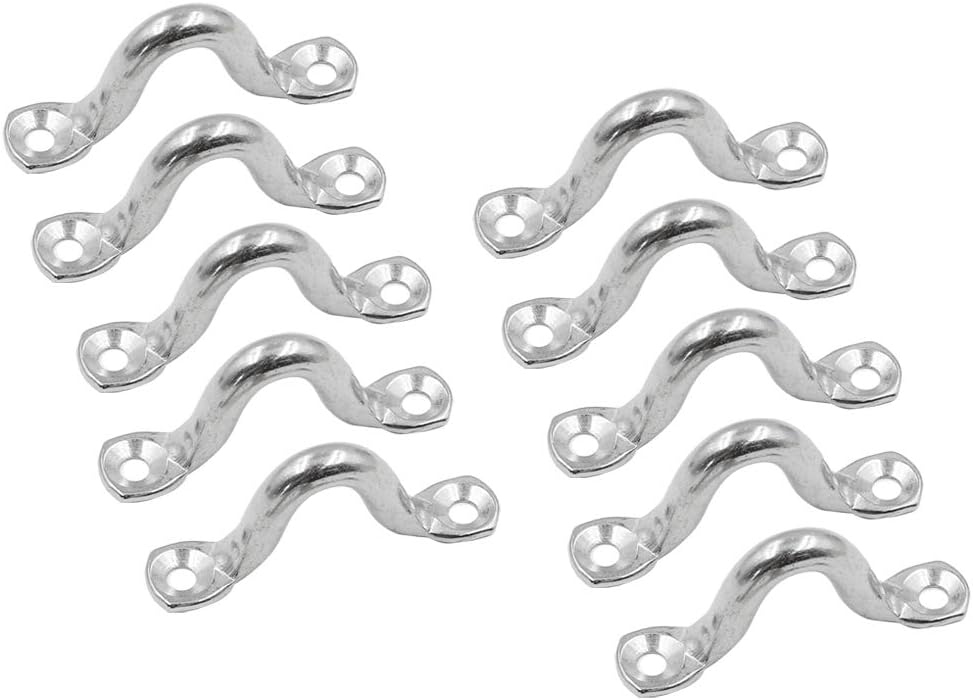 10Pcs M8 316 Stainless Steel Bimini Boat Top PAD Eye, Eye Straps, Tie Down, Kayak Deck Loops, Tie Down Anchor Point, Footman's Loop for Kayak Canoe Rigging