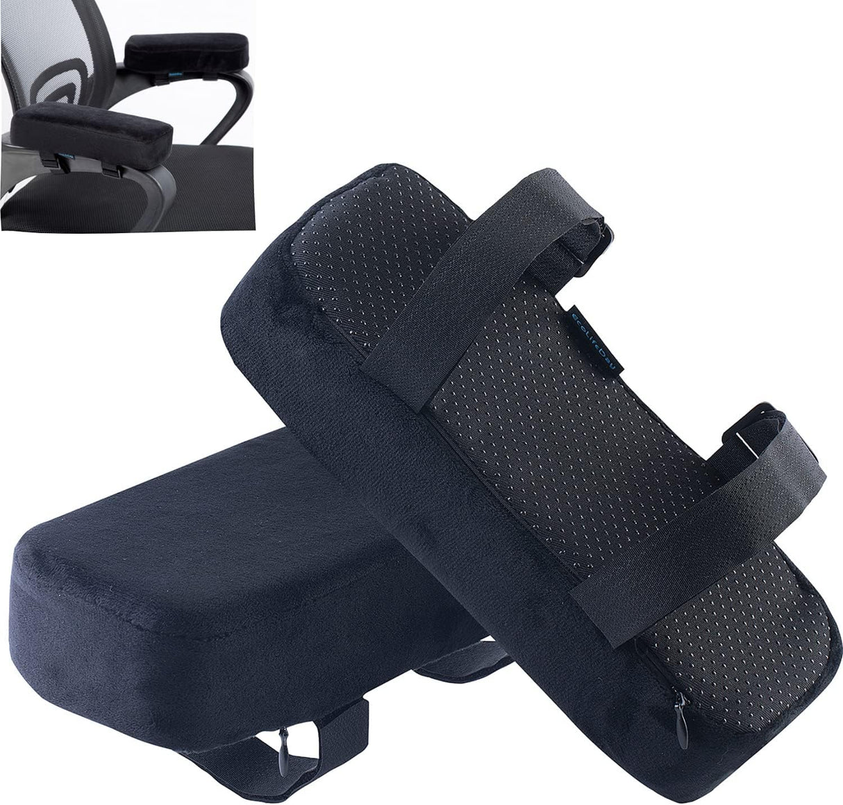 Extra Thick Chair armrest Cushions Elbow Pillow Pressure Relief Office Chair Gaming Chair armrest with Memory Foam armrest Pads 2-Piece Set of Chair (Black)
