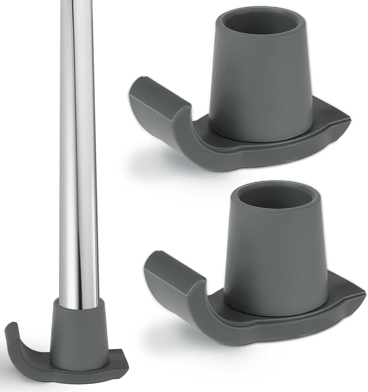 2 Pack Walker Glides Heavy Duty Walker Skis Glides for Folding Walkers, Universal Rubber Walker Sliders or Gliders for 1 Inch Tubes, Walker Accessories, Gray