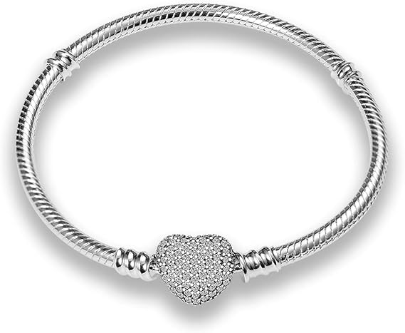 925 Silver Heart Charm Bracelet for Women, Compatible with All Jewelry Brands, Christmas Birthday Mother's Day Gift