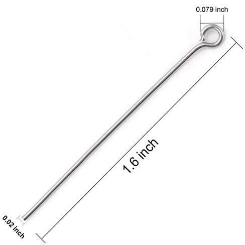 304 Stainless Steel Open Eye Pins for Jewelry Making, 4cm 300pcs Silver