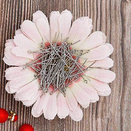 304 Stainless Steel Open Eye Pins for Jewelry Making, 4cm 300pcs Silver