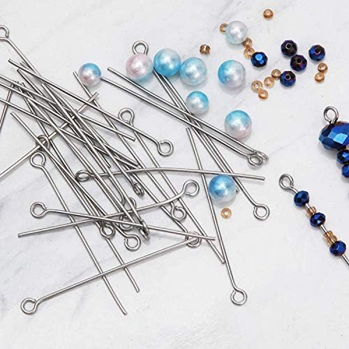 304 Stainless Steel Open Eye Pins for Jewelry Making, 4cm 300pcs Silver
