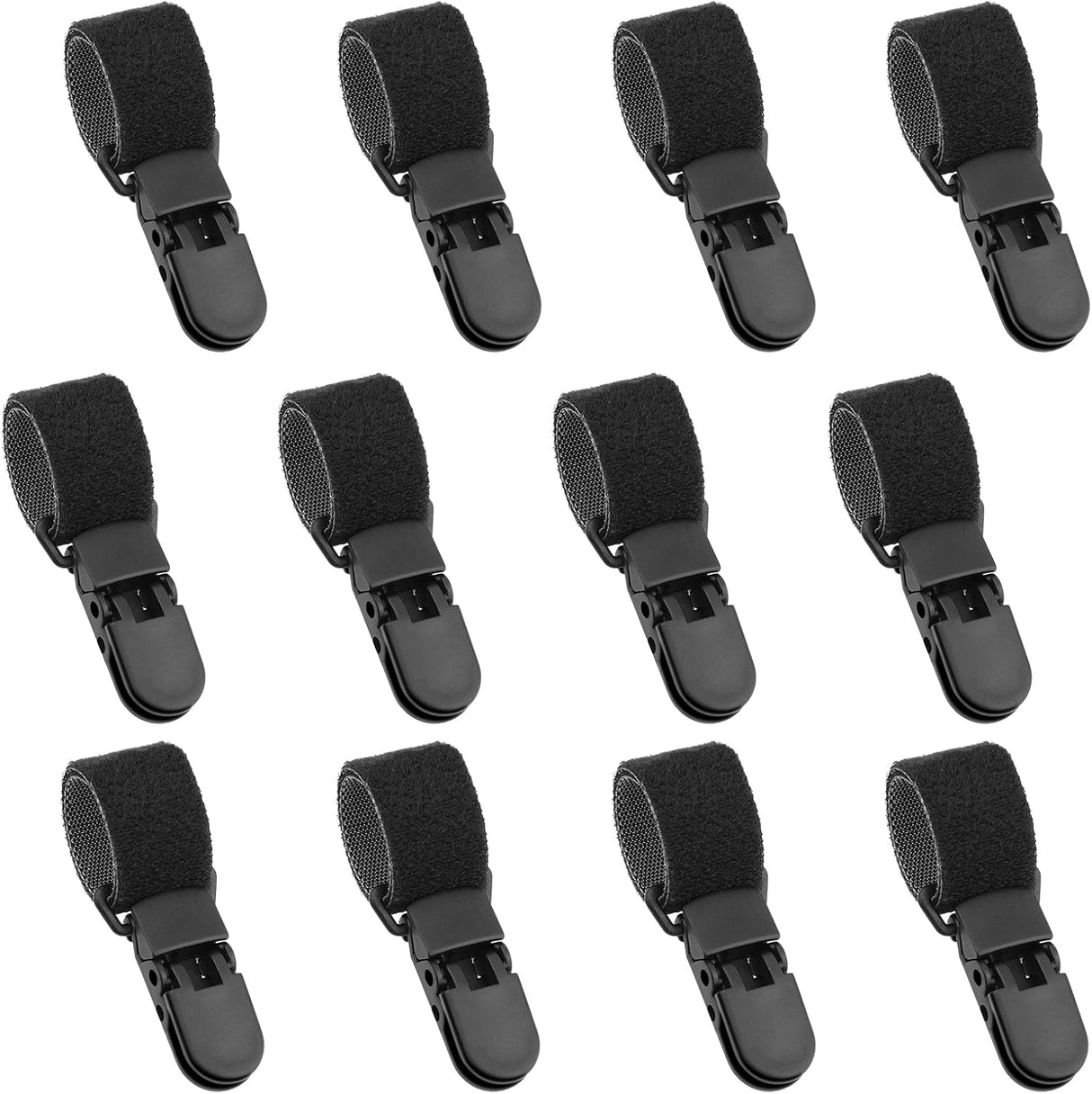 12 Pack Garden Flag Clips Anti Wind Garden Flag Stand Stoppers Flags Pole Clips to Hold Flags in Place, Support Rod Accessories (Black)