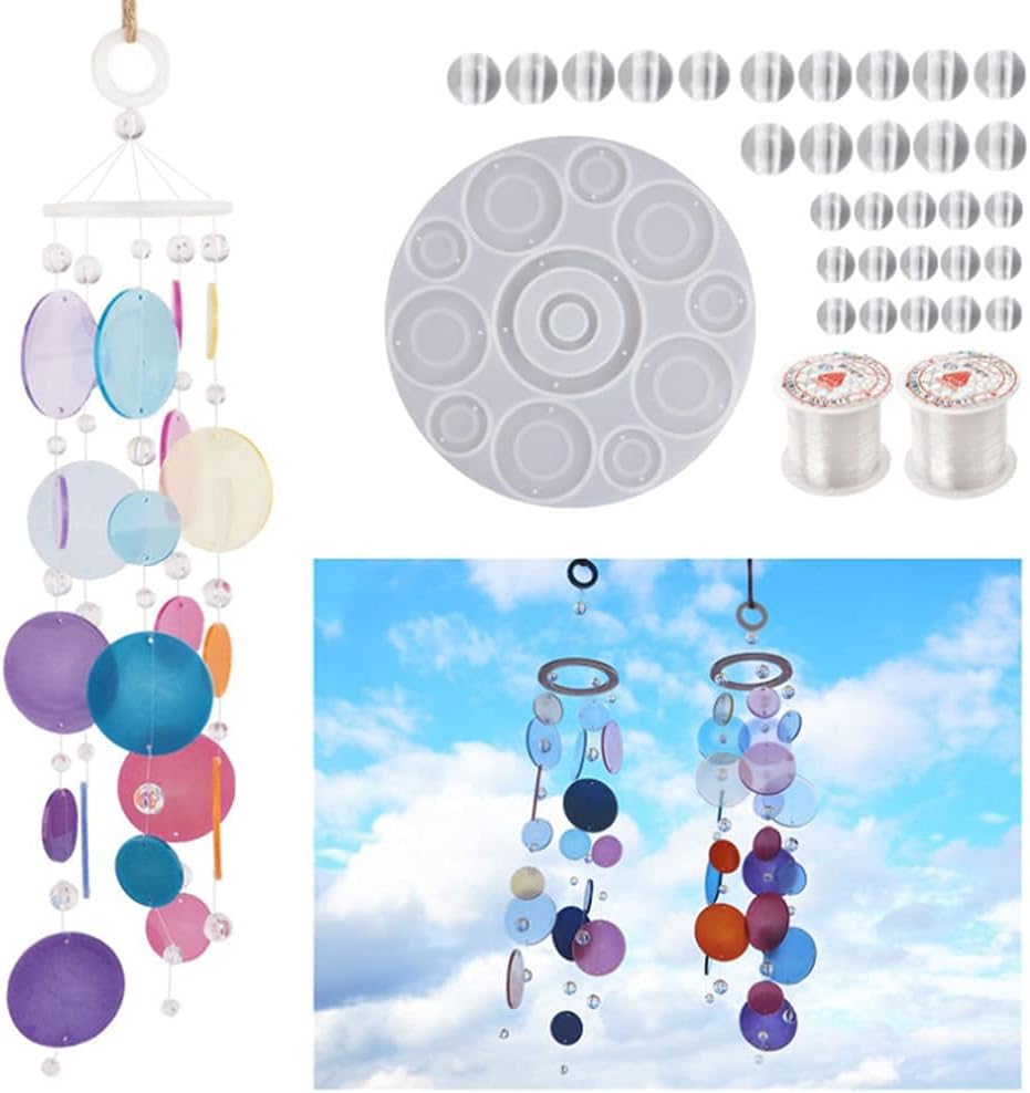 Wind Chimes Resin Mold,Silicone Molds for Epoxy Resin,Resin Casting with String Wall Hanging Windchimes Making Kit,DIY Art Craft Bell Window Home Decorations