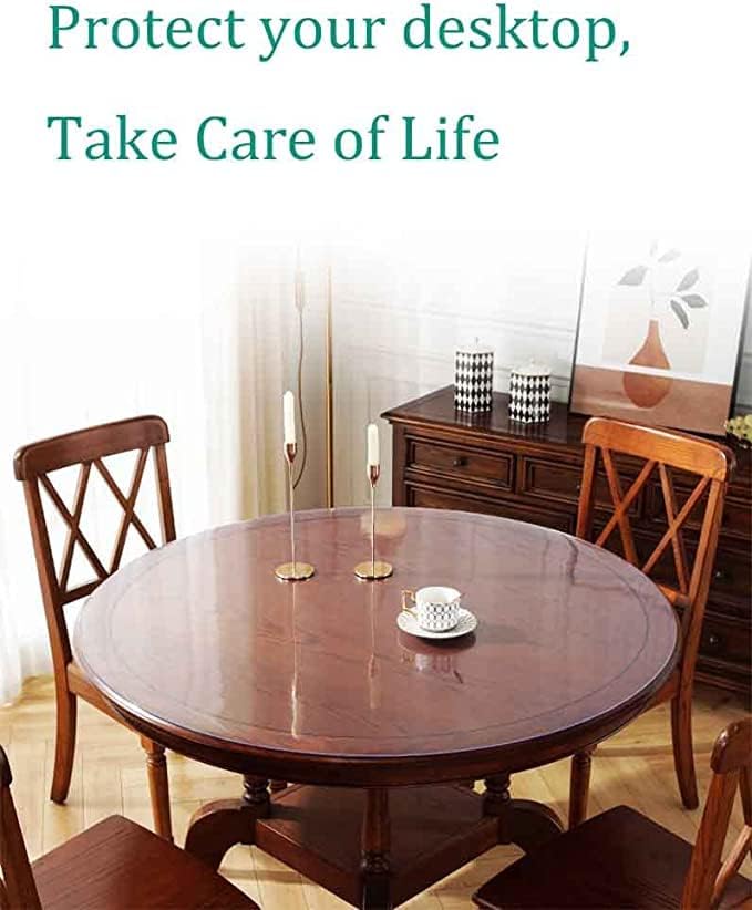 Clear Plastic Tablecloth Protector Round Table Transparent Cover Vinyl Table Cloth for Kitchen and Home Table (22 inch Diameter,2.0mm Thick)