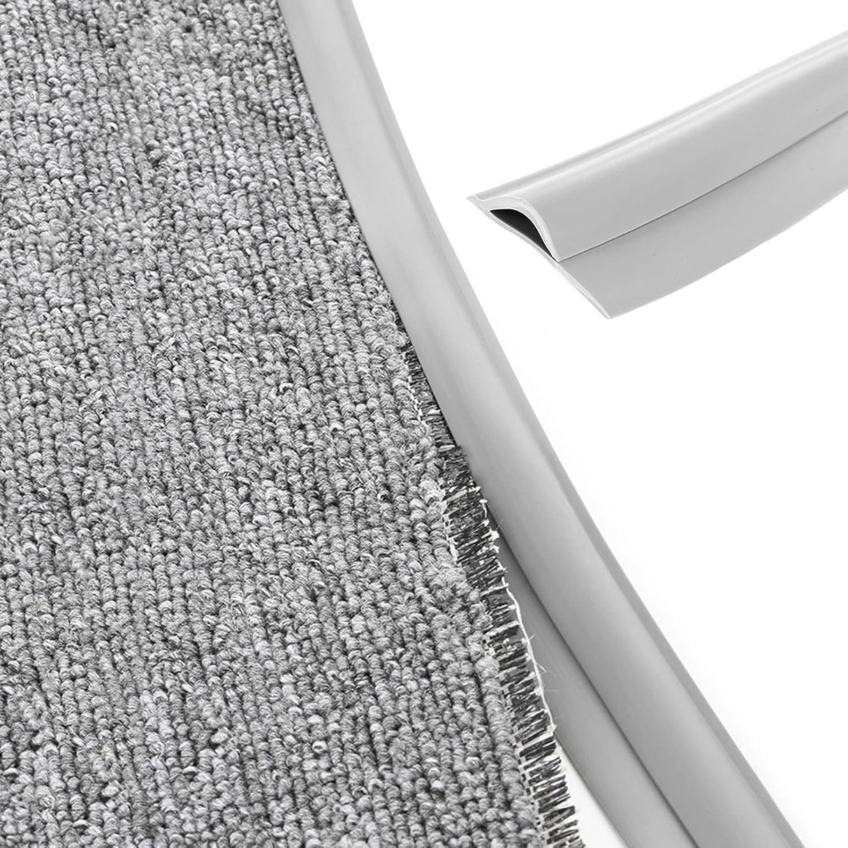 Carpet Edge Binding Trim, Self Adhesive Grey Floor Transition Strip/Rugs Edging Bar for Indoor Doormat Protect, Flexible PVC Seal Molding for Robot Vacuum Cleaner (1050cm (34.4ft))