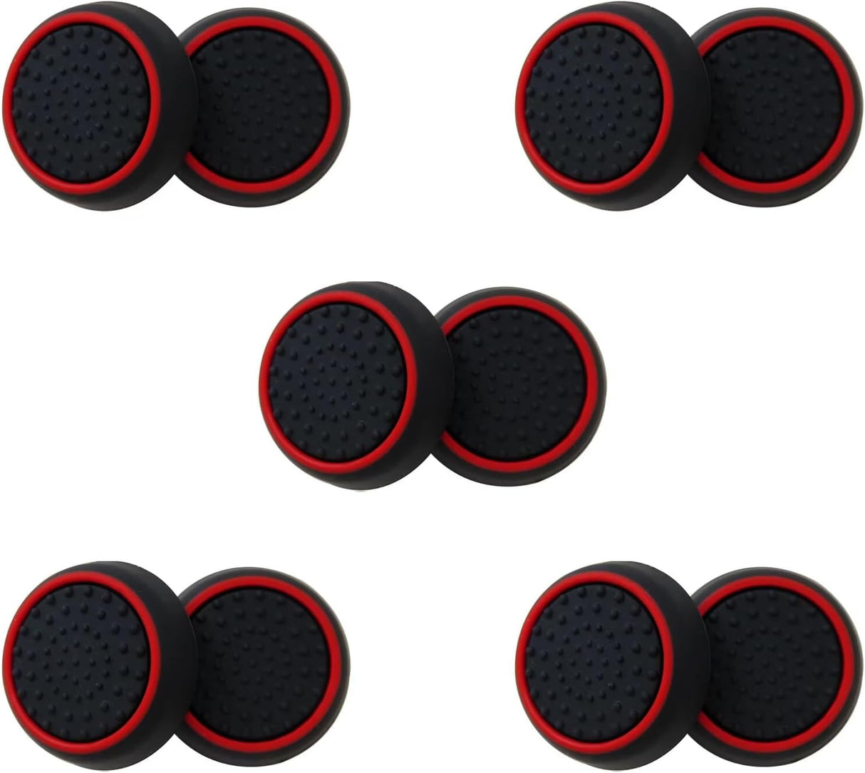 10Pcs Analog Controller Thumb Stick Grip Thumbstick Cap Cover for PS3/PS4/PS5 Controller - Black Background with Red Circle