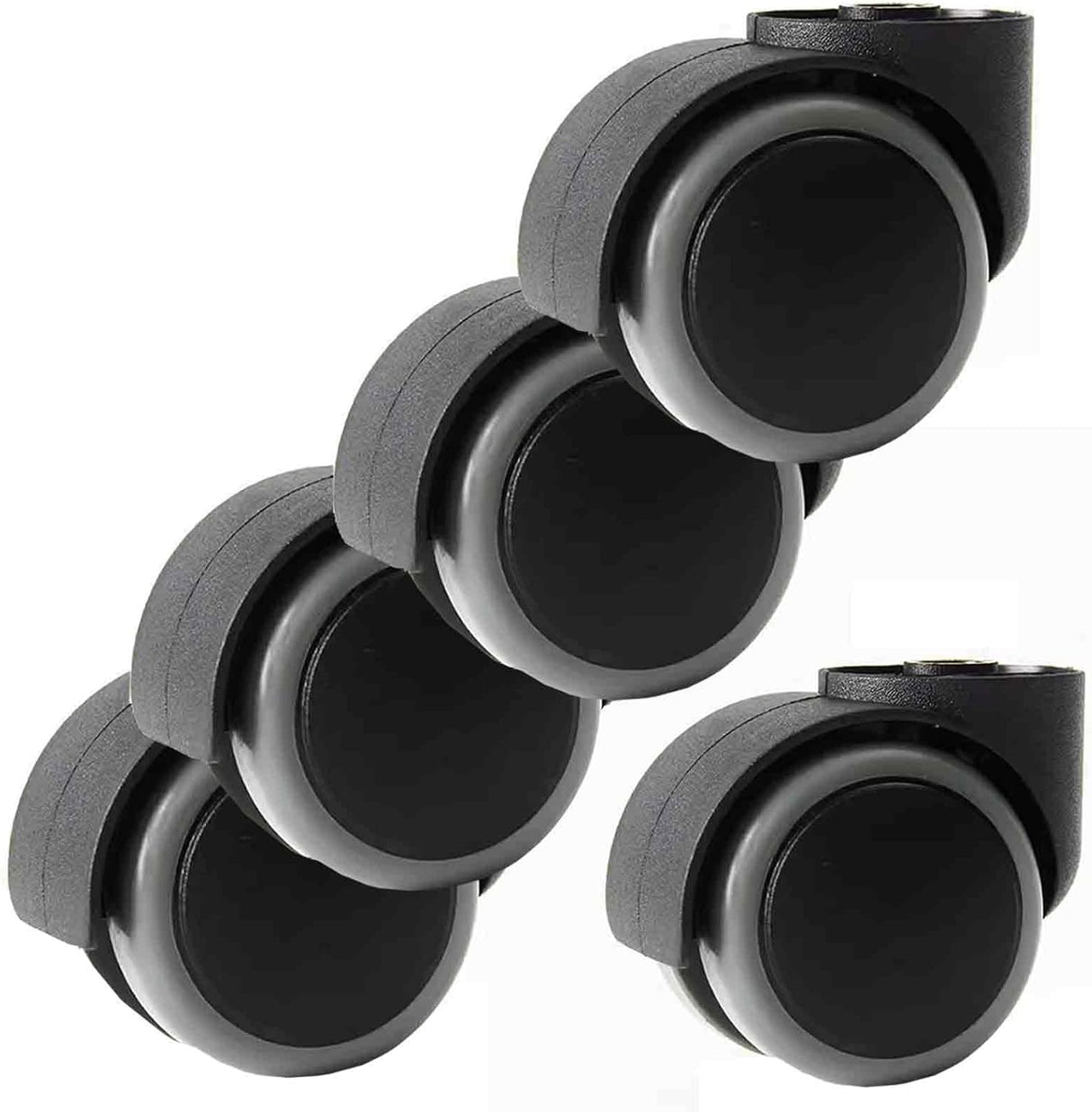 Office Chair Casters Wheels - Set of 5, Universal, Rodless, Silent, Easy Install, Metal, Swivel