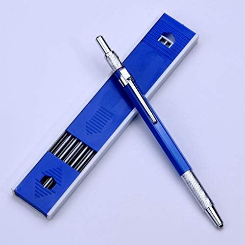 2.0mm Mechanical Pencil Lead Pencil for Draft Drawing Carpenter Crafting Art Sketching with 12 Pcs Refill - Black