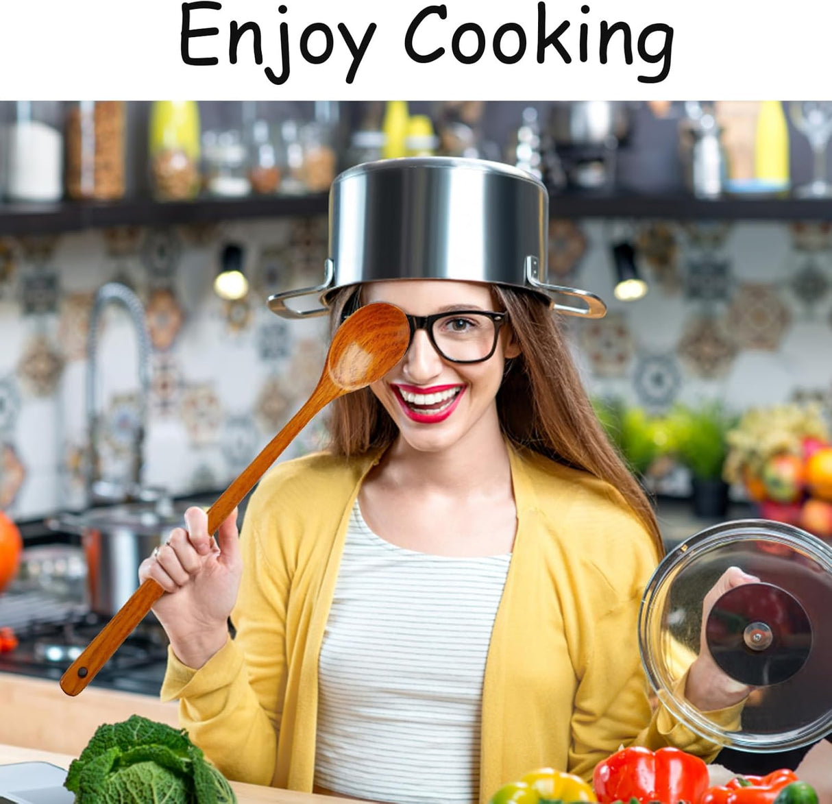 Extra Long Handle Wooden Spoon -19.7 inch Wooden Kitchen Utensils Wood Stirring Wood Soup Cooking Mixing Hardwood Cookware