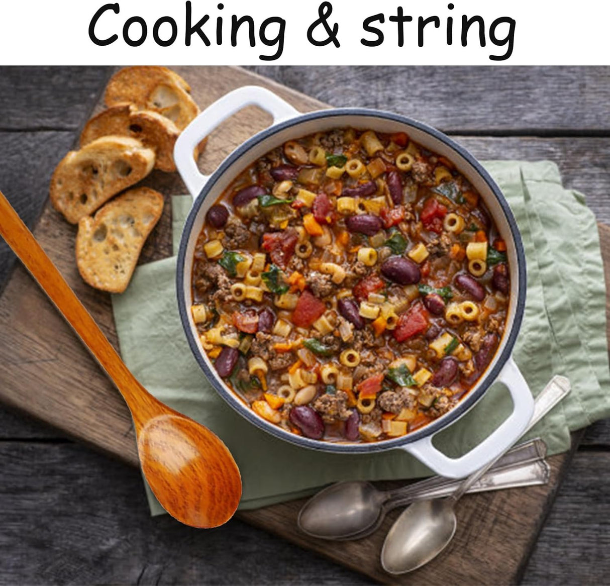 Extra Long Handle Wooden Spoon -19.7 inch Wooden Kitchen Utensils Wood Stirring Wood Soup Cooking Mixing Hardwood Cookware