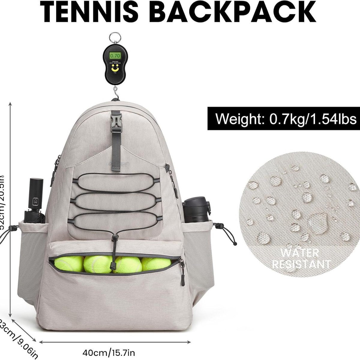 Backpack - Tennis Bag - Sports Bag - Waterproof Racket Bag - Suitable for multiple rackets with shoe compartment - black