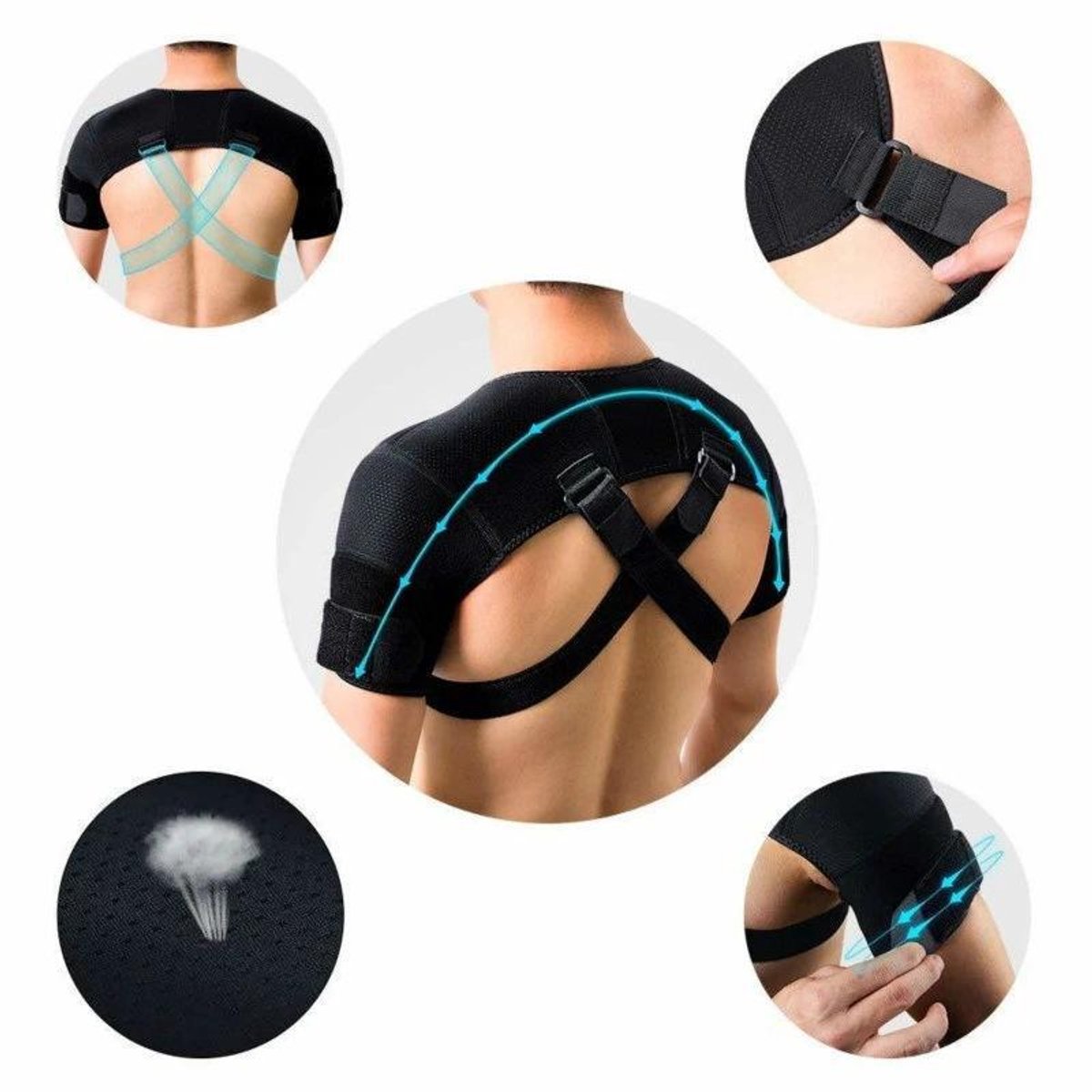 Shoulder Brace - Shoulder Support Brace for Sports - Double-Sided Adjustable & Breathable - Compression and Stability for Both Shoulders - S/M