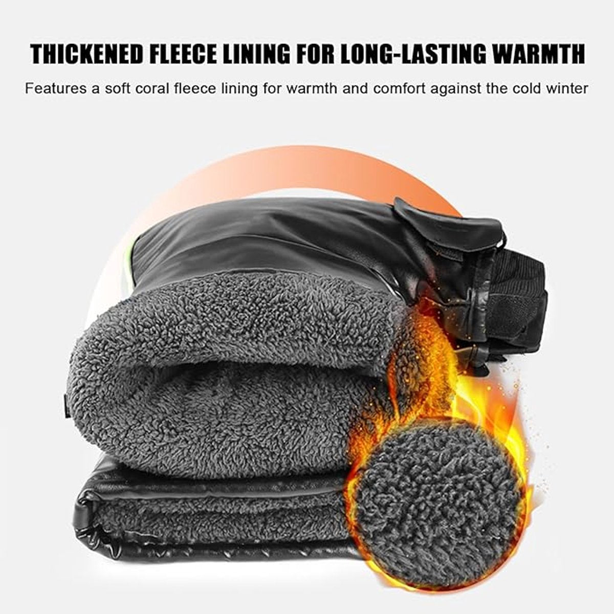 Cycling Gloves - 1 Pair - Extra Padded Cycling Gloves - Warm Gloves - Cycling Gloves - Scooter Gloves - Hand Warmers - Bicycle Accessories - With Reflective Strips - Winter - Windproof - Waterproof (Black)