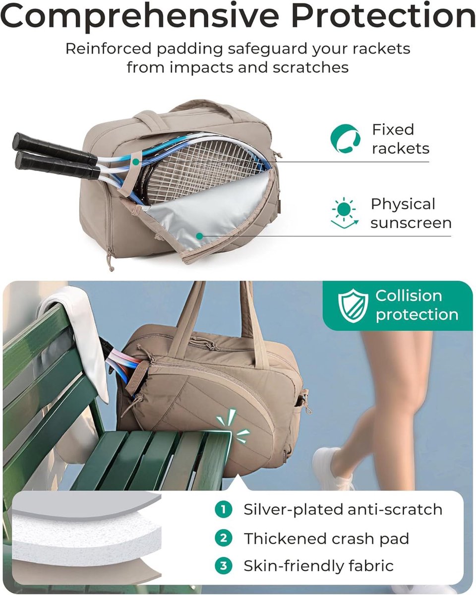 Tennis Bag - Tennis Backpack - 42L with Shoe Compartment - Sports Bag - Waterproof Racket Bag - Protective Racket Compartment - Portable as a Shoulder Bag - Pink