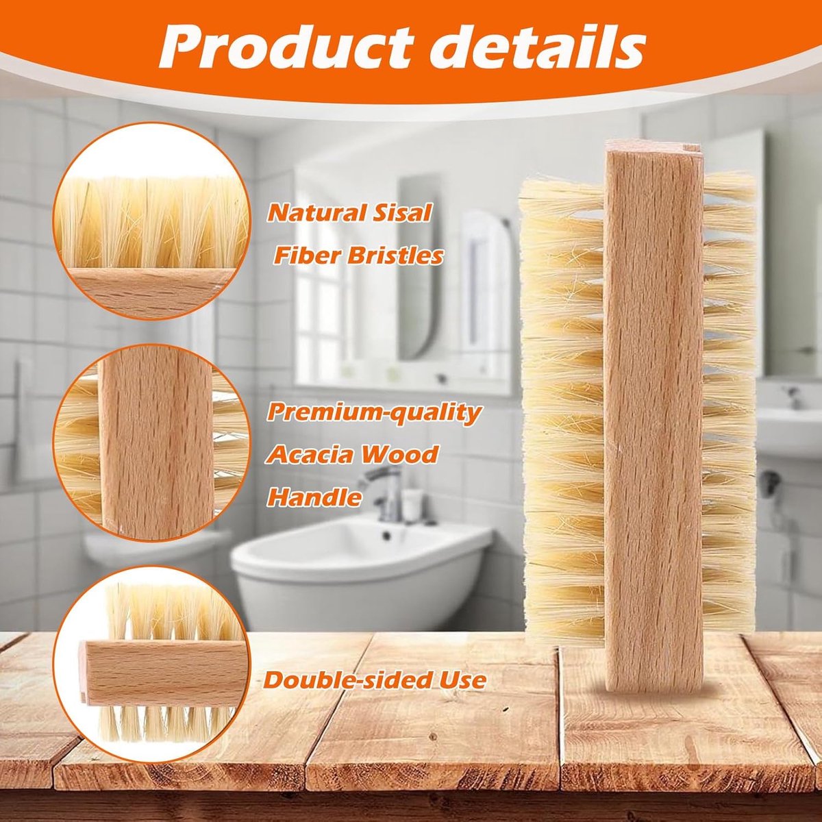 Nail Brushes - 3-Pack - Double-Sided - Nail Brushes for Cleaning Nails - Portable Nail Brushes with Wooden Handles - Suitable for Daily Hygiene, Travel and Pet Care