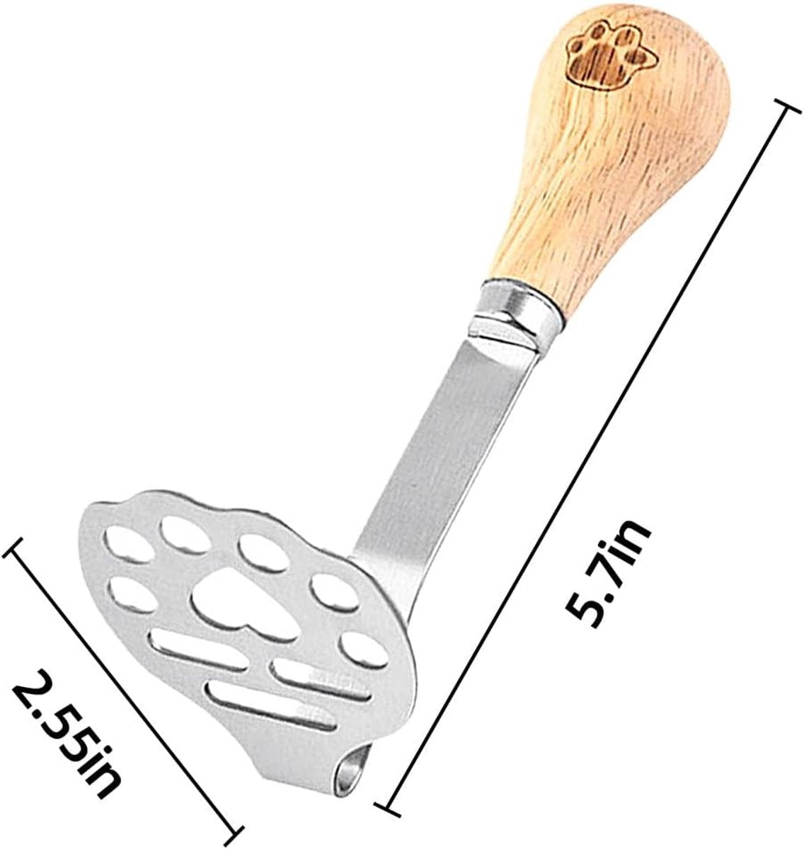 Potato Masher - Mini Avocado Masher - Small Food Masher - Made of high quality stainless steel - Flat handle that can be tilted on a table - 15 cm