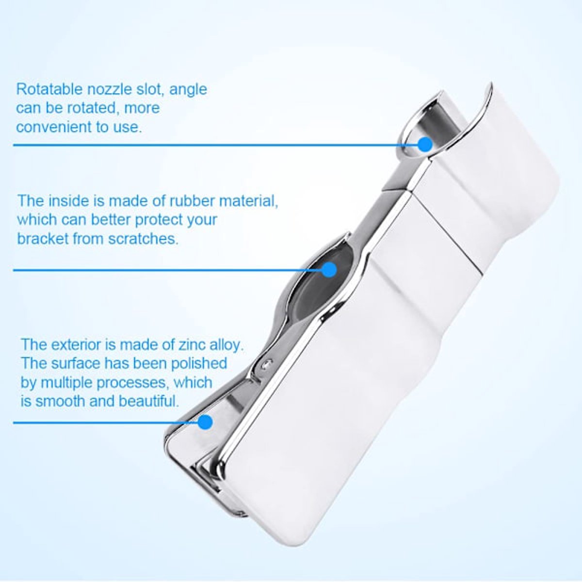 Shower head holder - Adjustable shower head holder - 45° rotatable universal shower head 20-25 mm - Shower head holder with rail