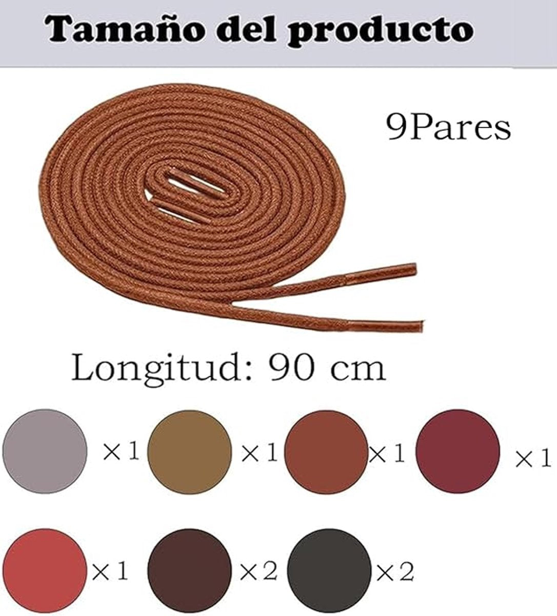 Shoelaces - 9 pairs - Laces for men's shoes - 0.9 meters long - 2.5-3 millimeters wide - Suitable for mountain boots, army boots and rainy days.
