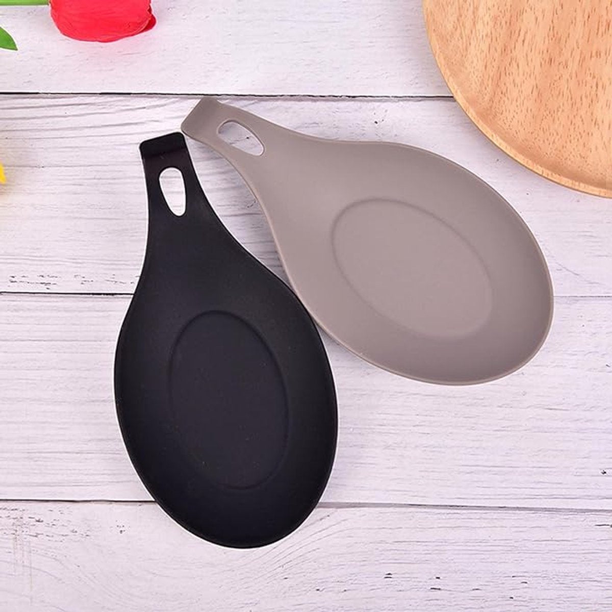 Kitchen Utensils - Set of 3 - Spoon Holder - Spoon Mat - Kitchen Storage Rack - Kitchen Accessories - Made of Silicone - Suitable for wooden, silicone and metal teaspoons, etc.
