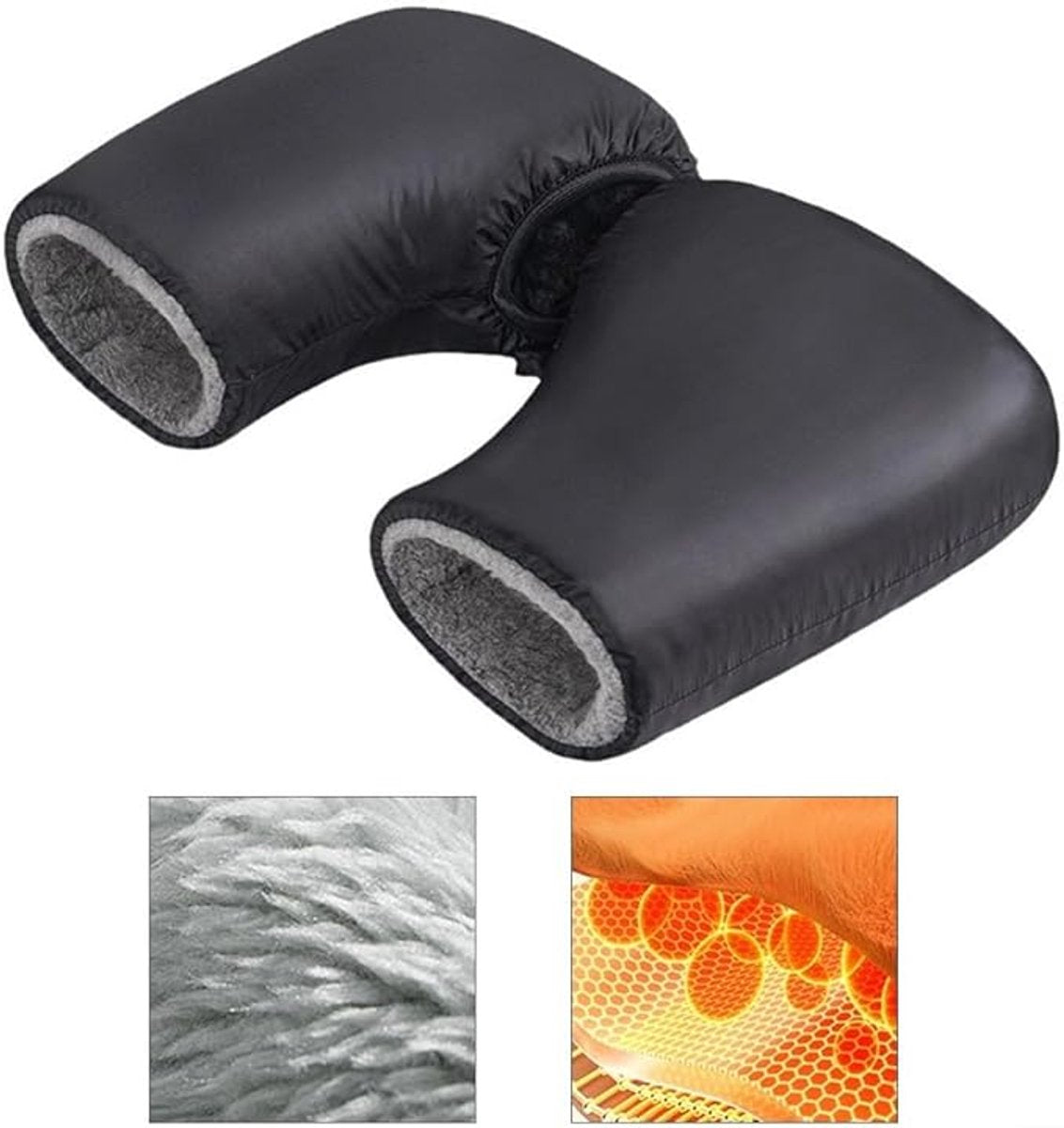 Cycling Gloves - Extra Padded Cycling Gloves - Waterproof Gloves - Warm Gloves - Cycling Gloves - Scooter Gloves - Hand Warmers - Bicycle Accessories - With Reflective Strips - Winter - Windproof (Black)