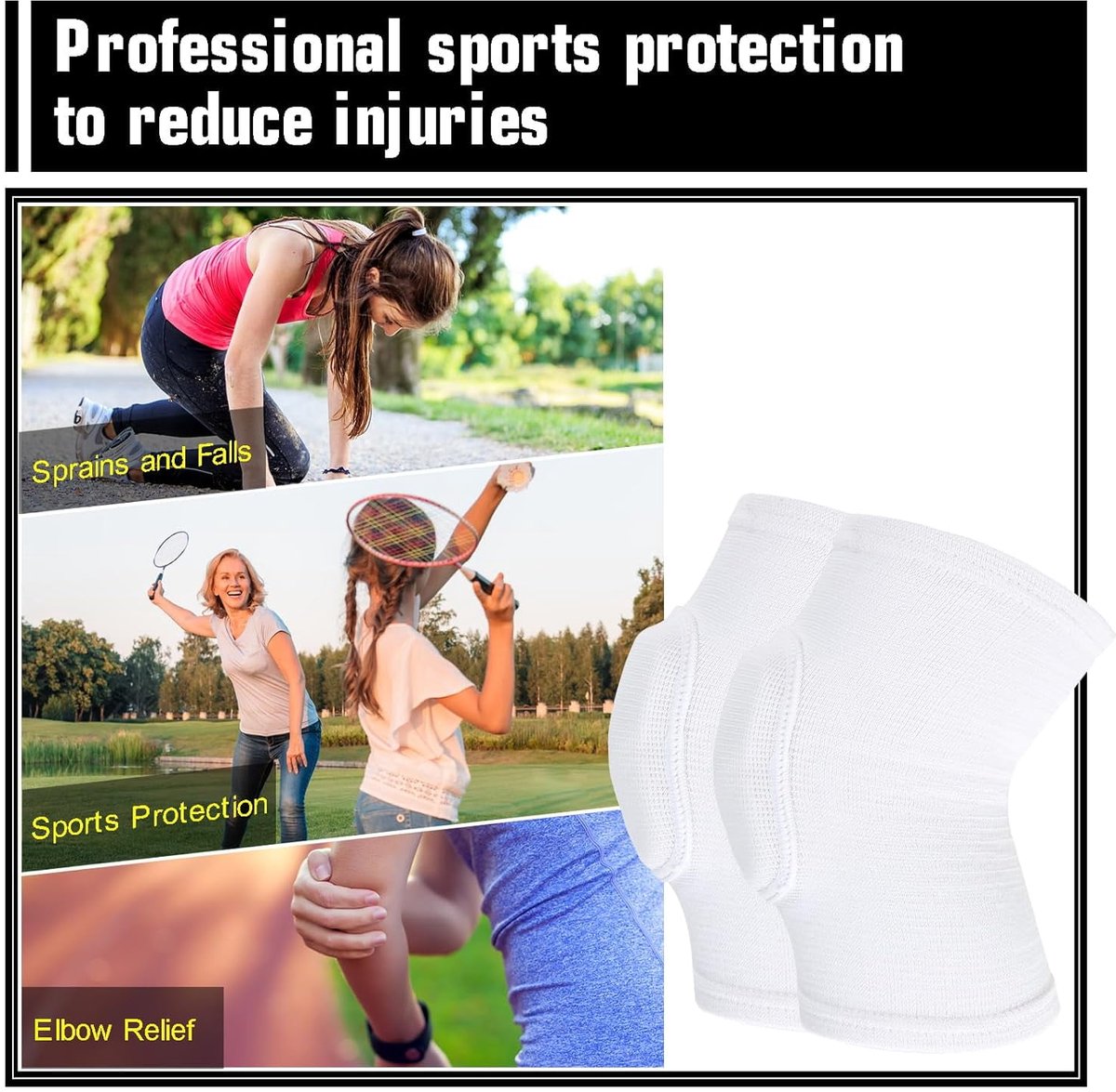 Elbow Pads - 1 Pair Arm Support Fitness Arm Knee Pads - Breathable Anti-Impact Sponge Elbow Pads - Suitable for Basketball, Football, Tandem Elbow Pads, Volleyball, White
