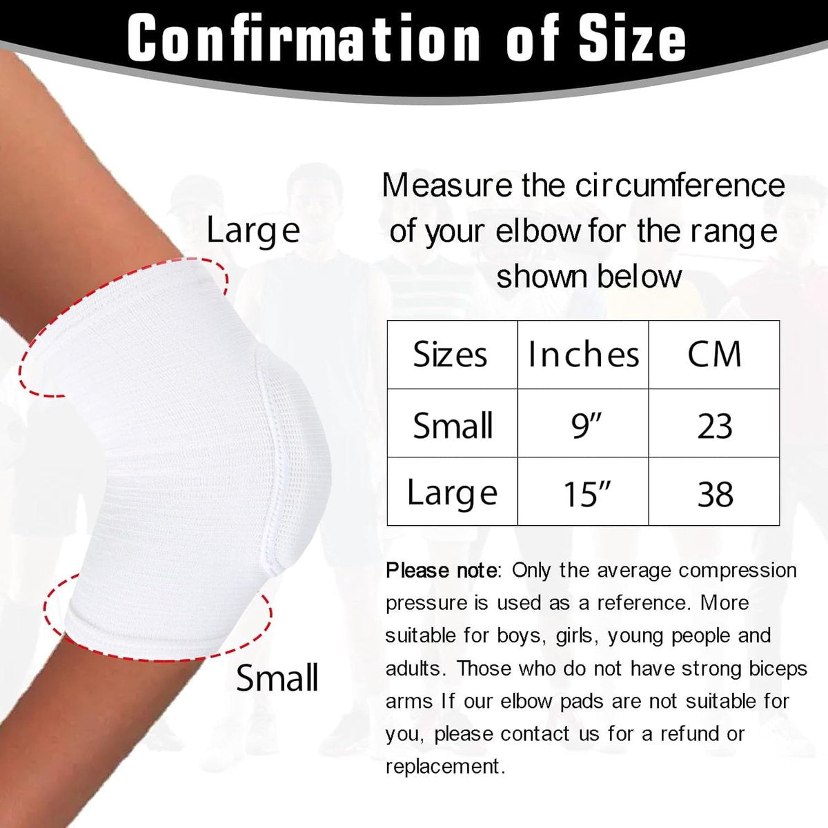 Elbow Pads - 1 Pair Arm Support Fitness Arm Knee Pads - Breathable Anti-Impact Sponge Elbow Pads - Suitable for Basketball, Football, Tandem Elbow Pads, Volleyball, White