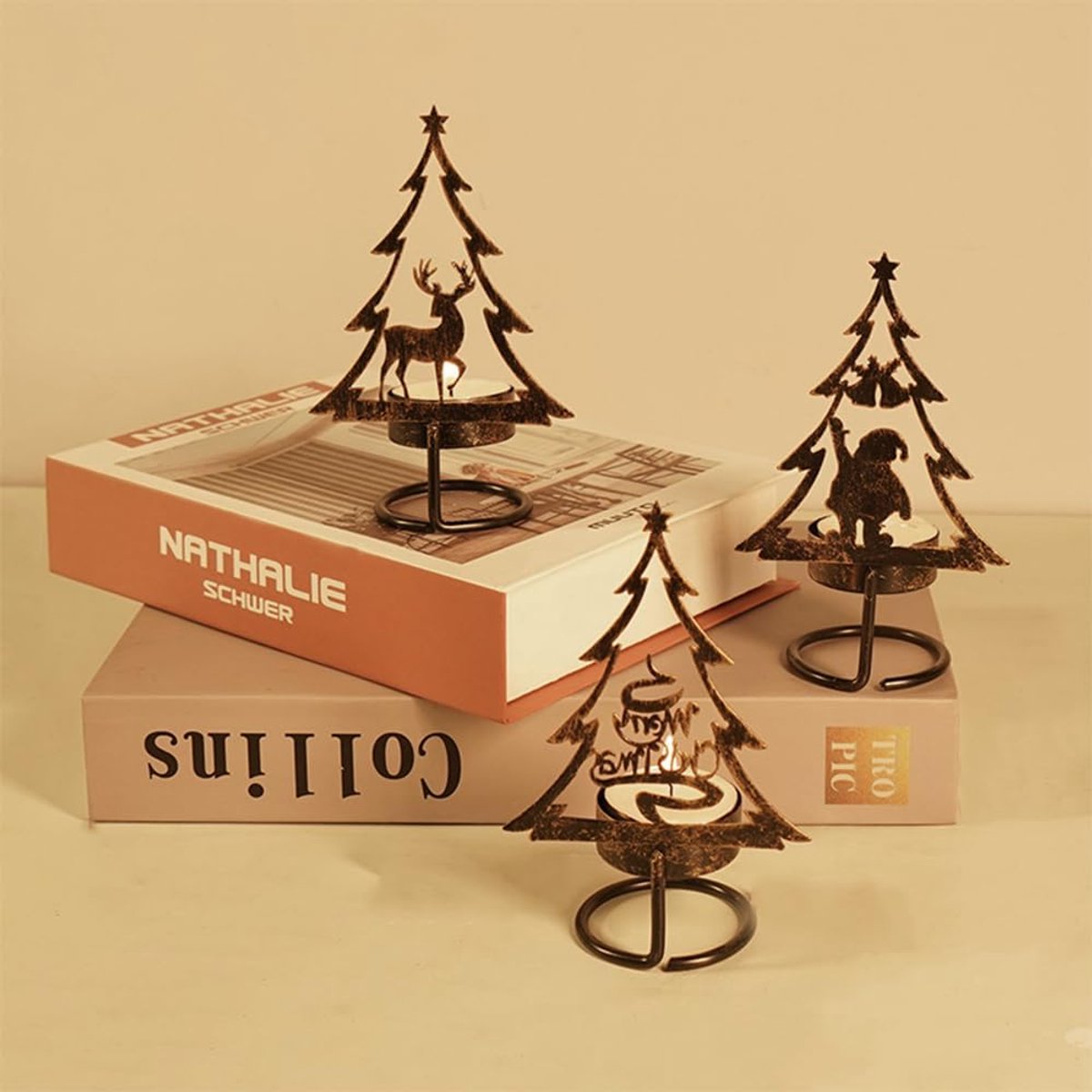 Candle Holder - Metal Candle Holder - Set of 3 - Candle Holder - Suitable for Christmas, Valentine's Day, Mother's Day, Weddings, Holidays and Home Accessories