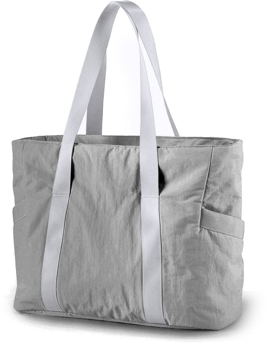 Women's Bags - Women's Shopper with Zipper - Large Shoulder Bags / Women's Tote Bags - Shoulder Bags - Laptop Bags - Women's Bags - Handbags - Shopper - Weekend Bags - Shopping Bags - Beach Bags - Yoga / Fitness / Travel - Gray