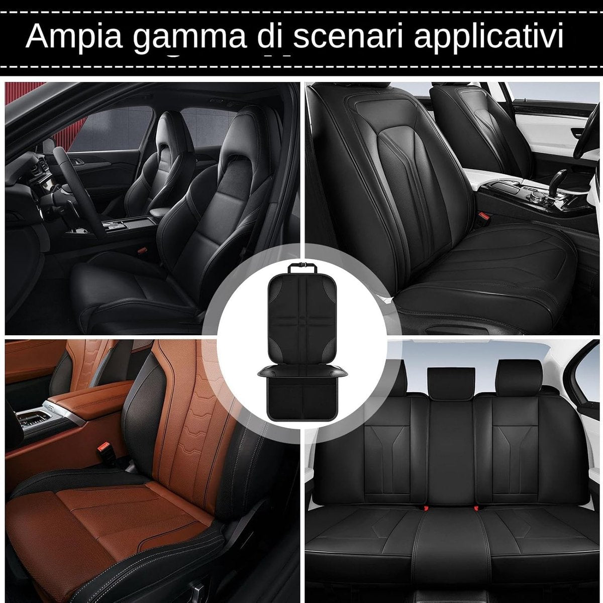 1 Car Seat Protector - Child Car Seat Cover - Car Interior Mat - Non-Slip Mat - Waterproof and Scratch-Resistant - Black
