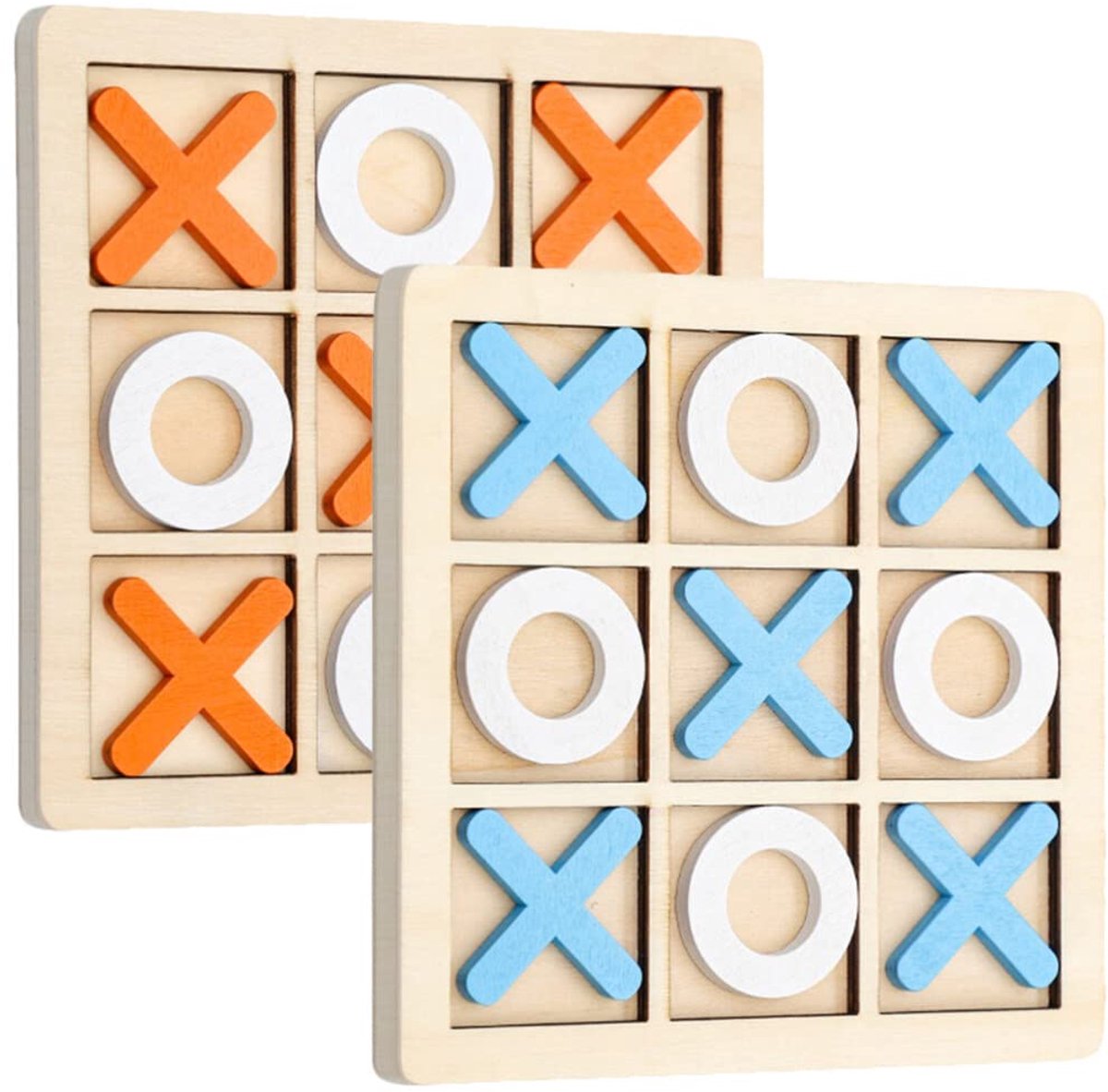 2 Sets Mini XO Chess Board Game Family Kids Puzzle Game Educational Toys - Wooden Board Game Table Toys - for Children Kids Day Birthday Party