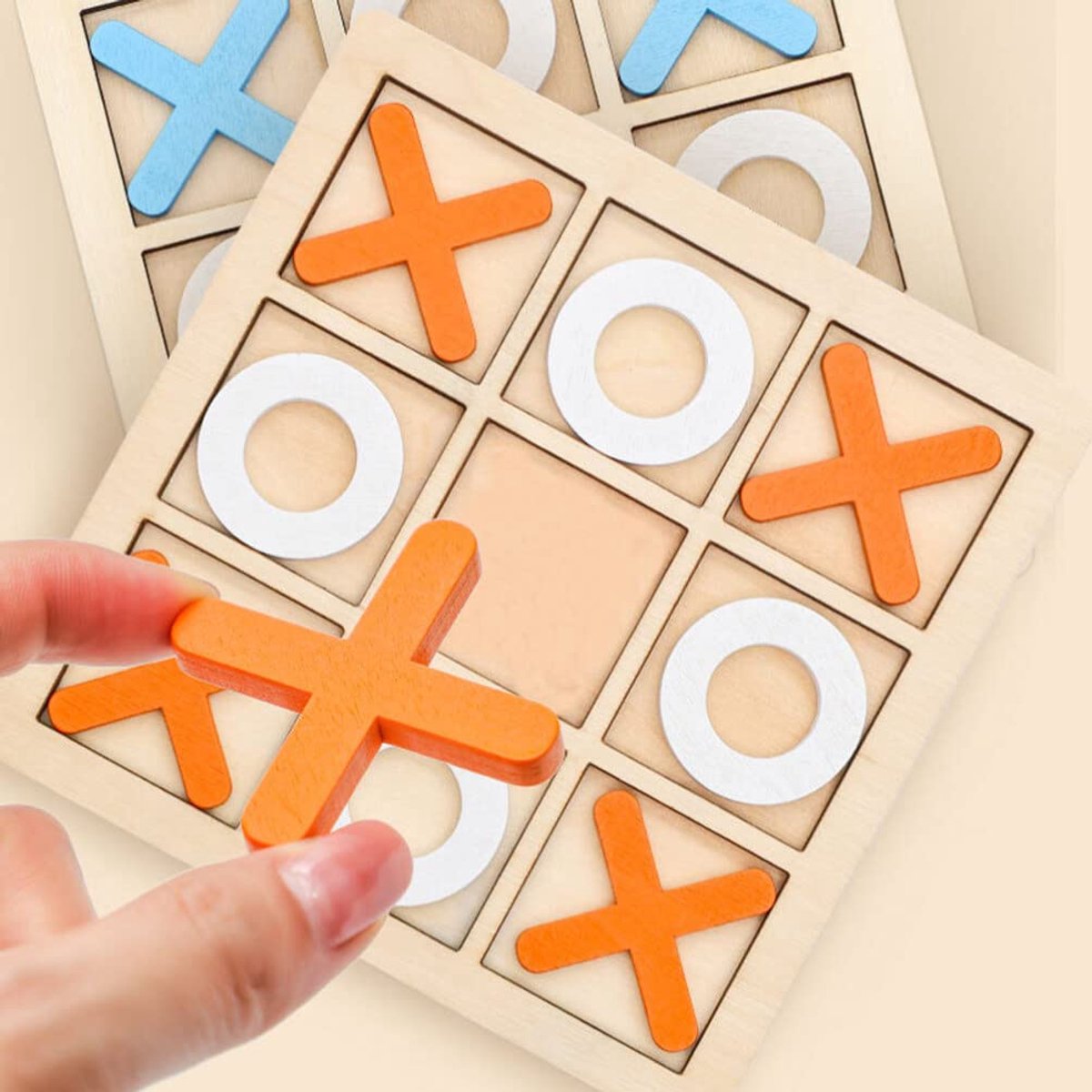 2 Sets Mini XO Chess Board Game Family Kids Puzzle Game Educational Toys - Wooden Board Game Table Toys - for Children Kids Day Birthday Party