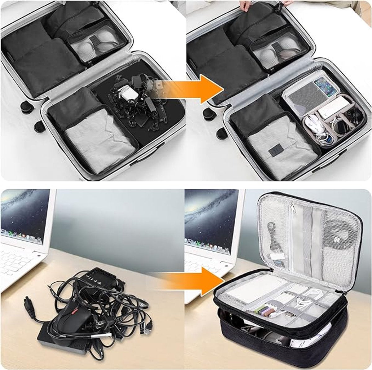 Cable Organizer Travel Bag - Waterproof Portable Cable Organizer - For Chargers, USB Sticks, Headphones, Power Banks, Hard Drives, and SD Cards