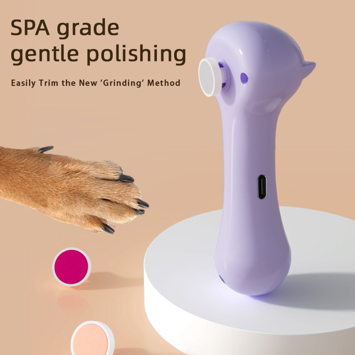Electric Pet Nail File - Quiet & Safe Nail Trimmer for Dogs and Cats - Ergonomic Design - Safe Nail Filing - Compact and Easy to Use