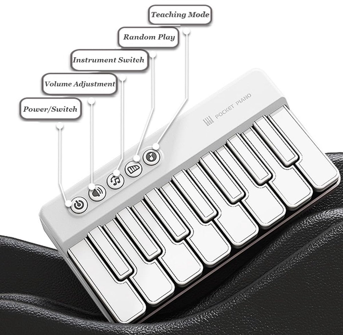 Mini Keyboard Piano - Piano for Kids - Toys for Children - Educational Toys - Portable Pocket Piano - White