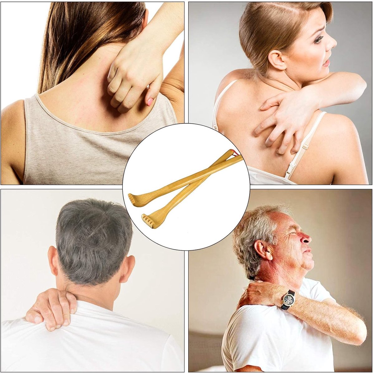 Wooden Back Massager - Manual Back Massager - For Body Relaxation - Relief of Discomfort and Itching (1 Piece)