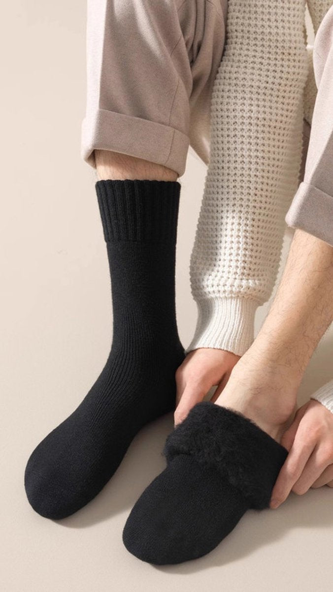 Thick Winter Socks Men - House Socks - Fluffy Socks - Casual Socks - Work Socks - 6-Pack Socks Men 43 46 - Size 40-46 - Black, White, Gray